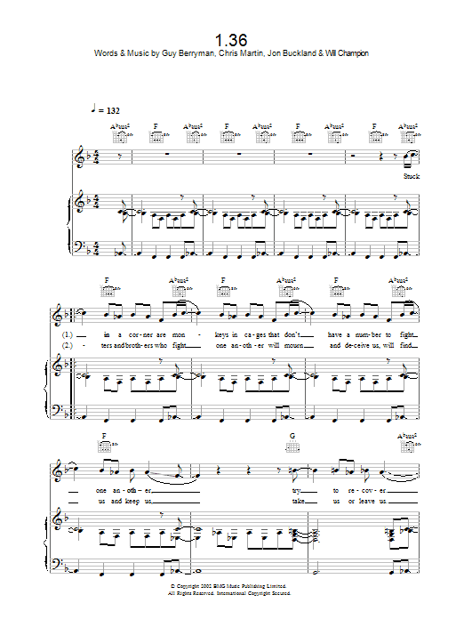 Download Coldplay 1.36 Sheet Music