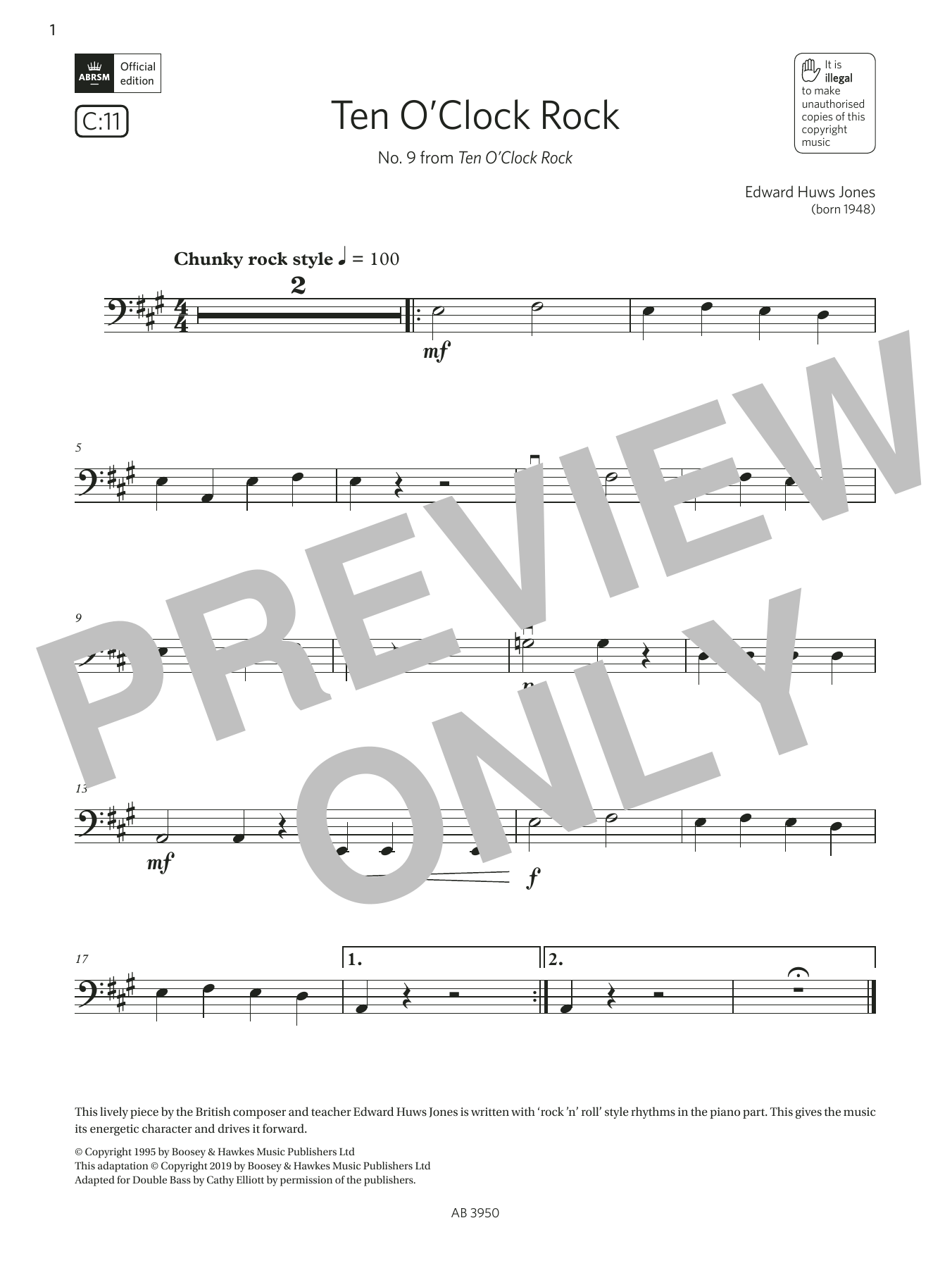 Download Edward Huws Jones 10 O'Clock Rock (Grade Initial, C11, fr Sheet Music