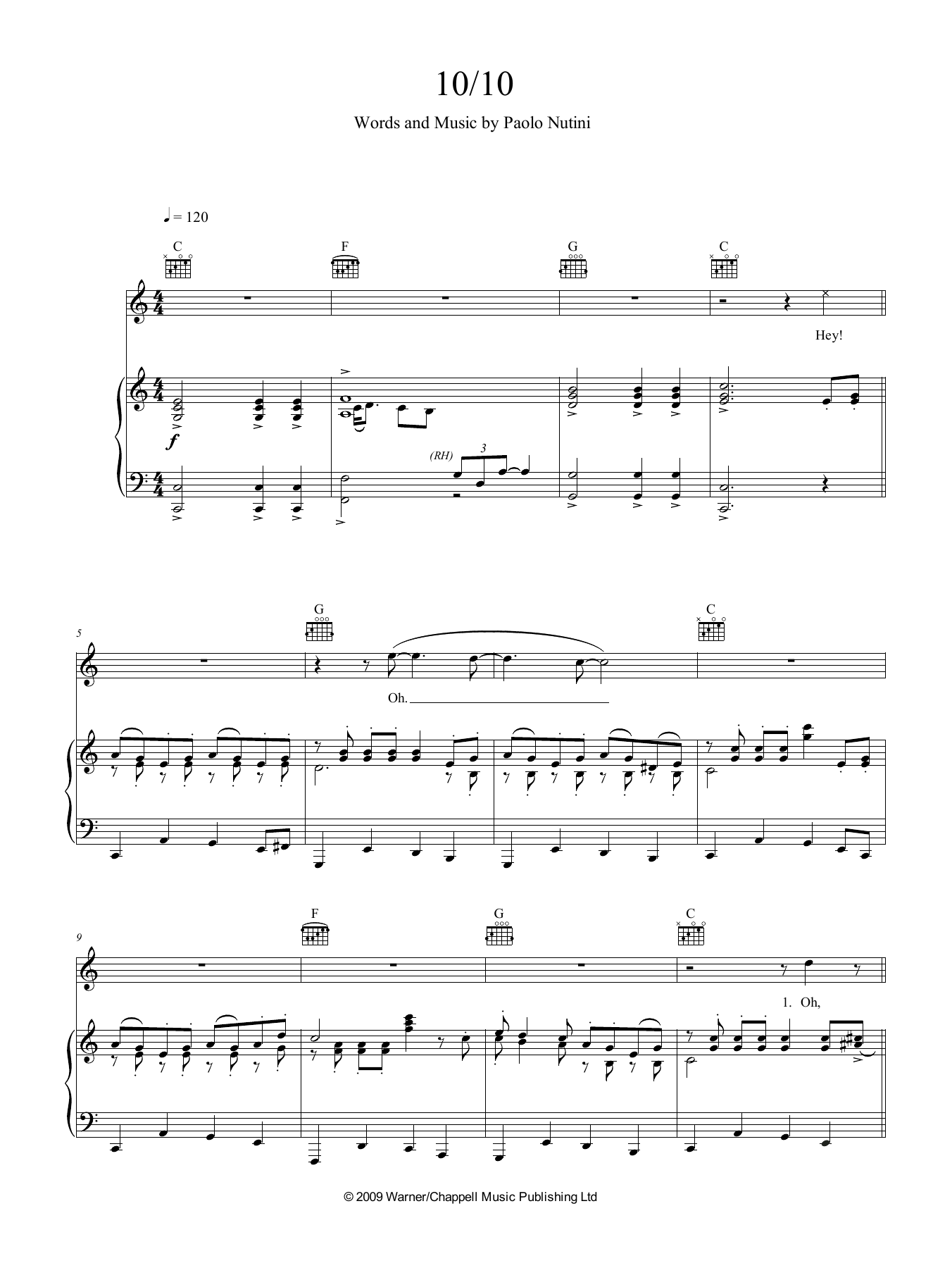 Download Paolo Nutini 10 Out Of 10 Sheet Music
