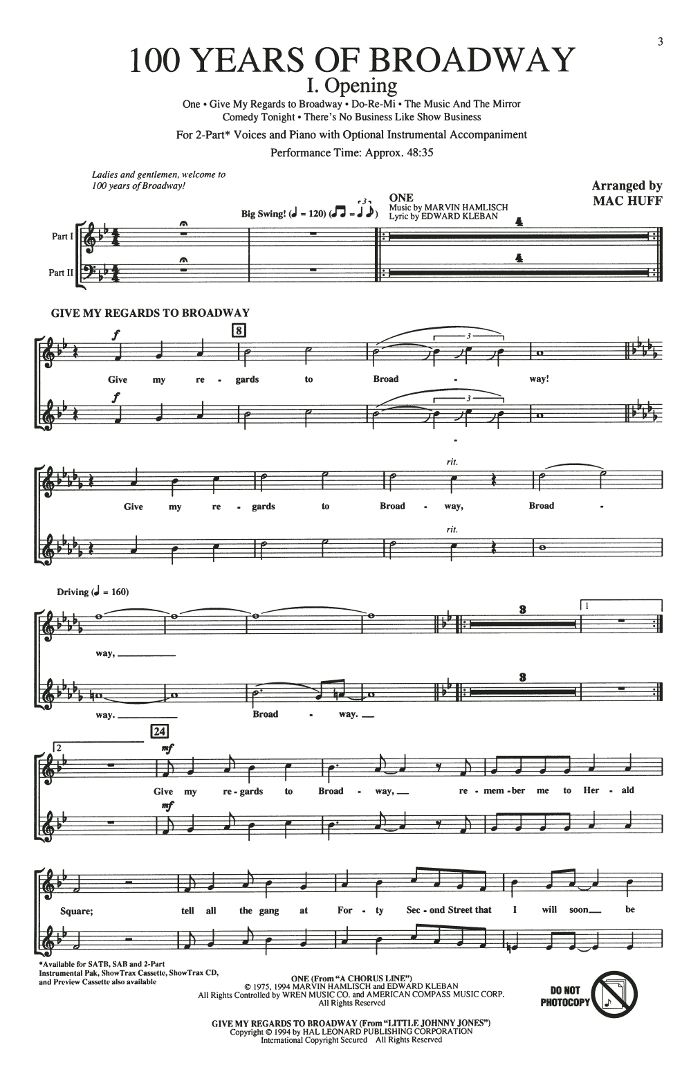 Download Mac Huff 100 Years Of Broadway (Medley) Sheet Music
