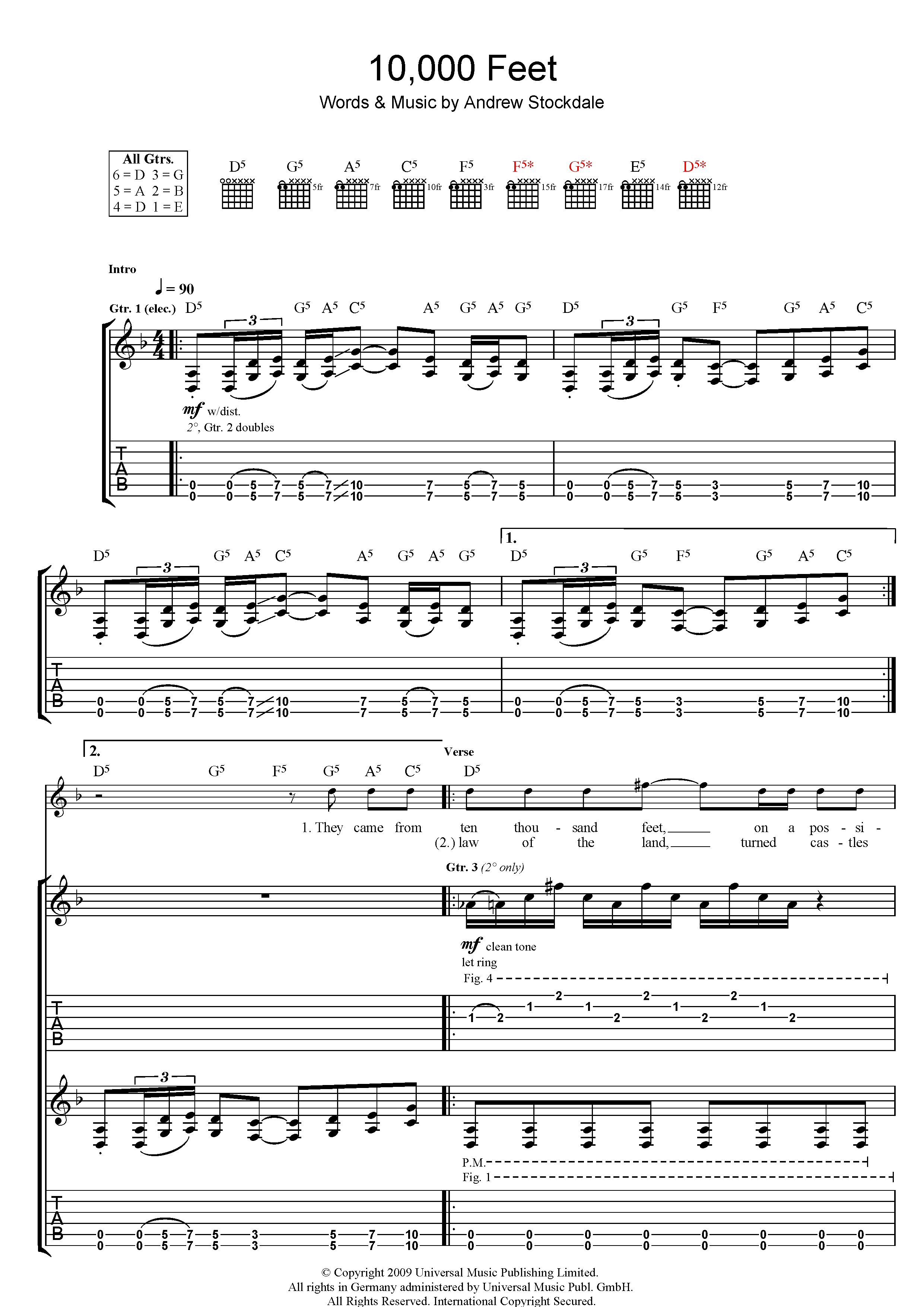 Download Wolfmother 10,000 Feet Sheet Music