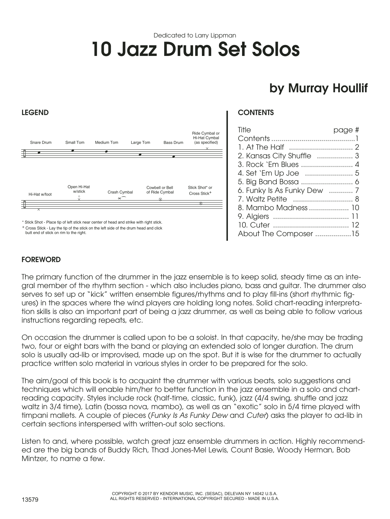 Download Murray Houllif 10 Jazz Drum Set Solos Sheet Music