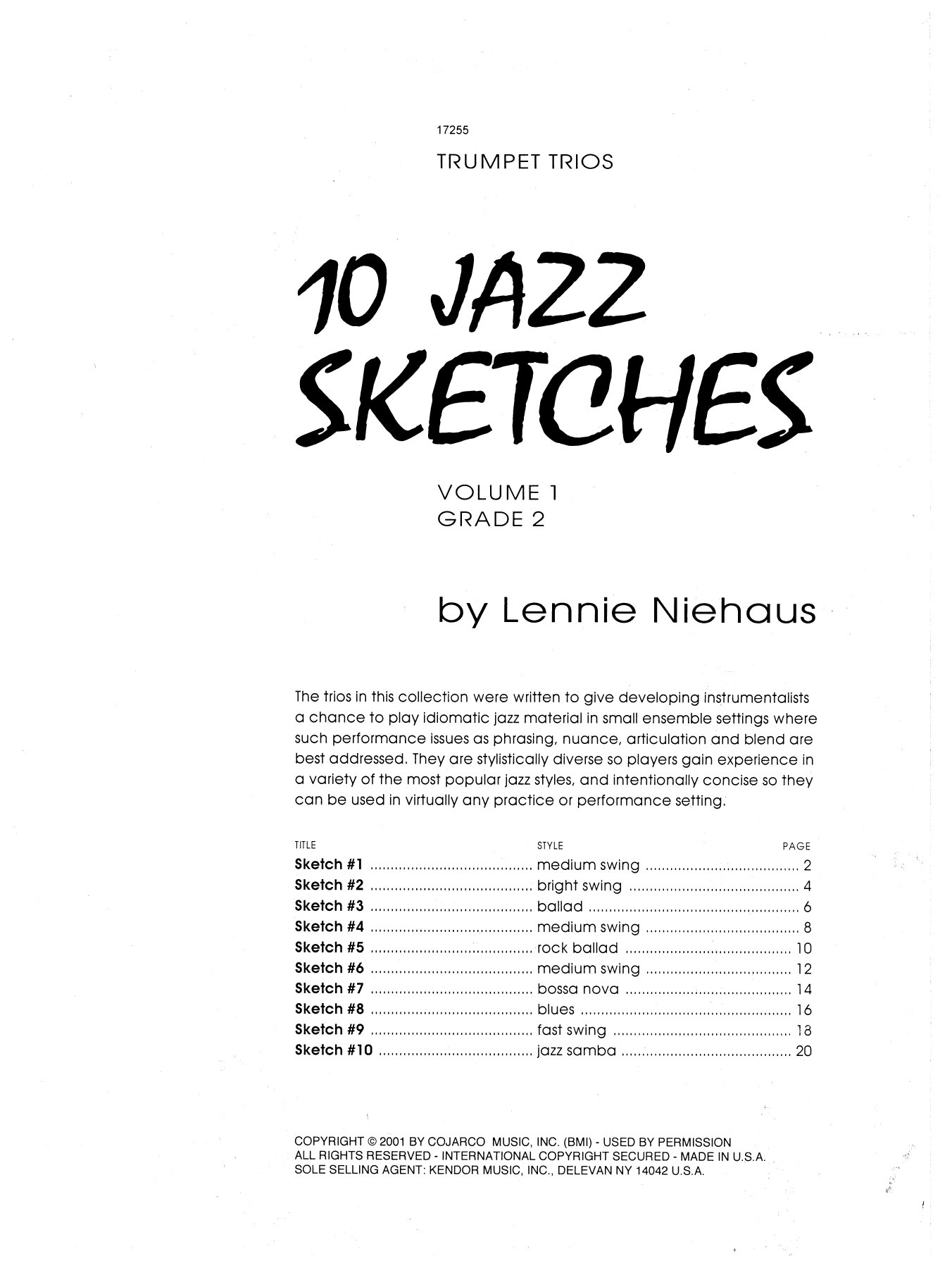 Download Lennie Niehaus 10 Jazz Sketches, Volume 1 Sheet Music