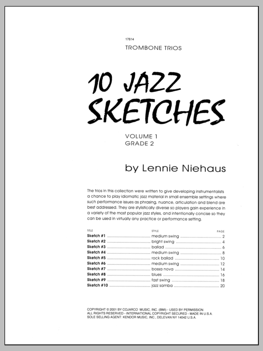 Download Niehaus 10 Jazz Sketches, Volume 1 Sheet Music