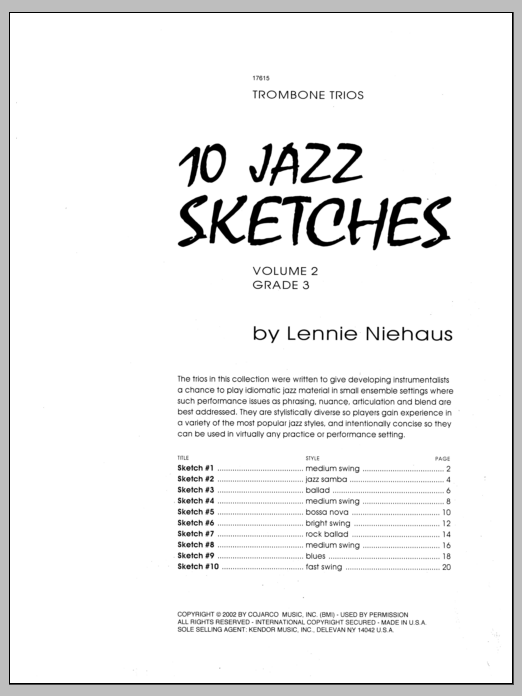 Download Niehaus 10 Jazz Sketches, Volume 2 Sheet Music