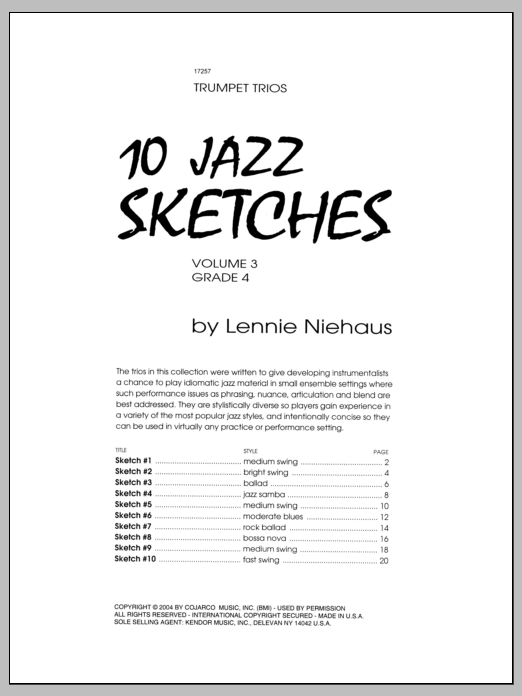 Download Niehaus 10 Jazz Sketches, Volume 3 Sheet Music