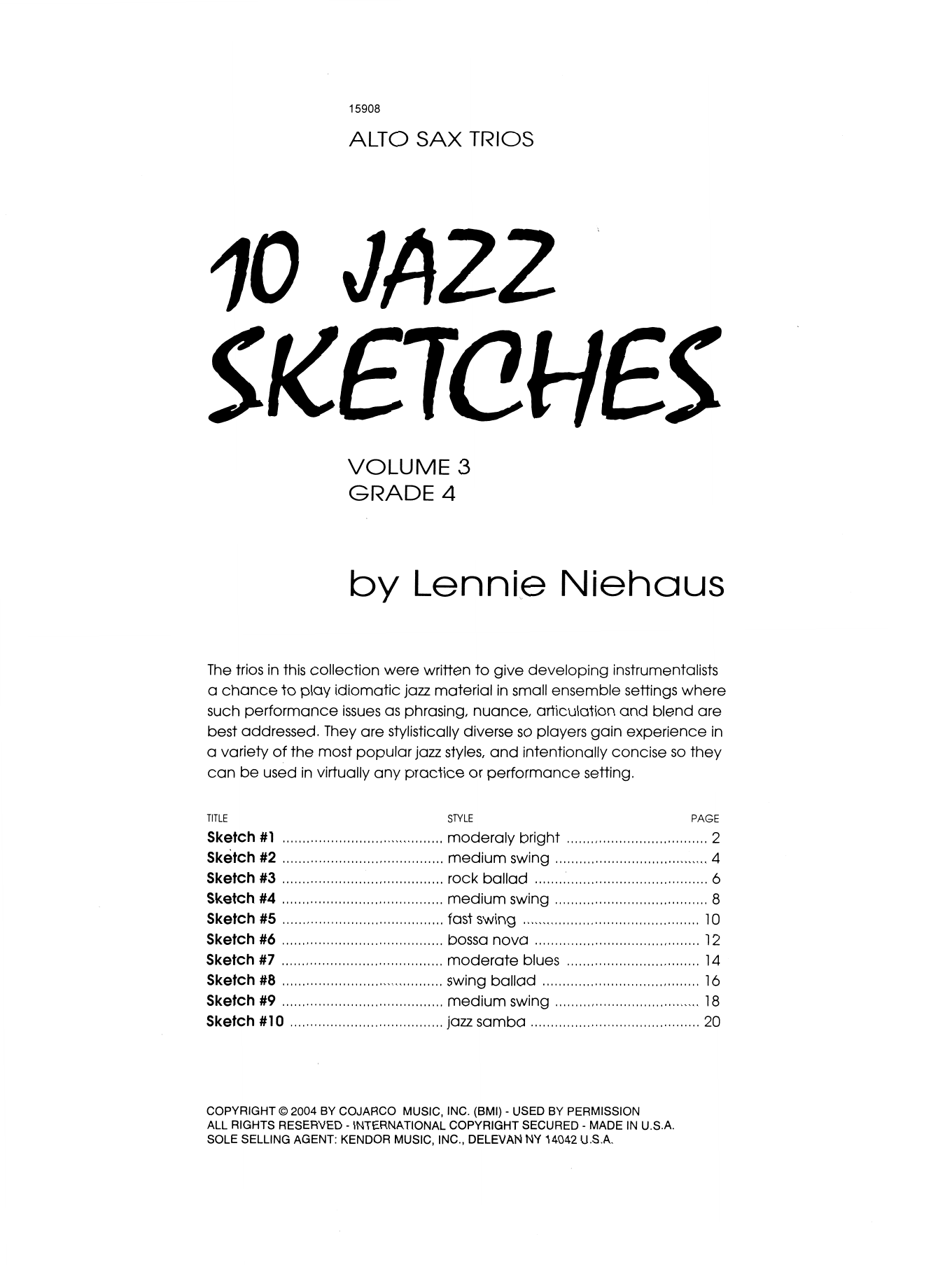 Download Lennie Niehaus 10 Jazz Sketches, Volume 3 (altos) Sheet Music