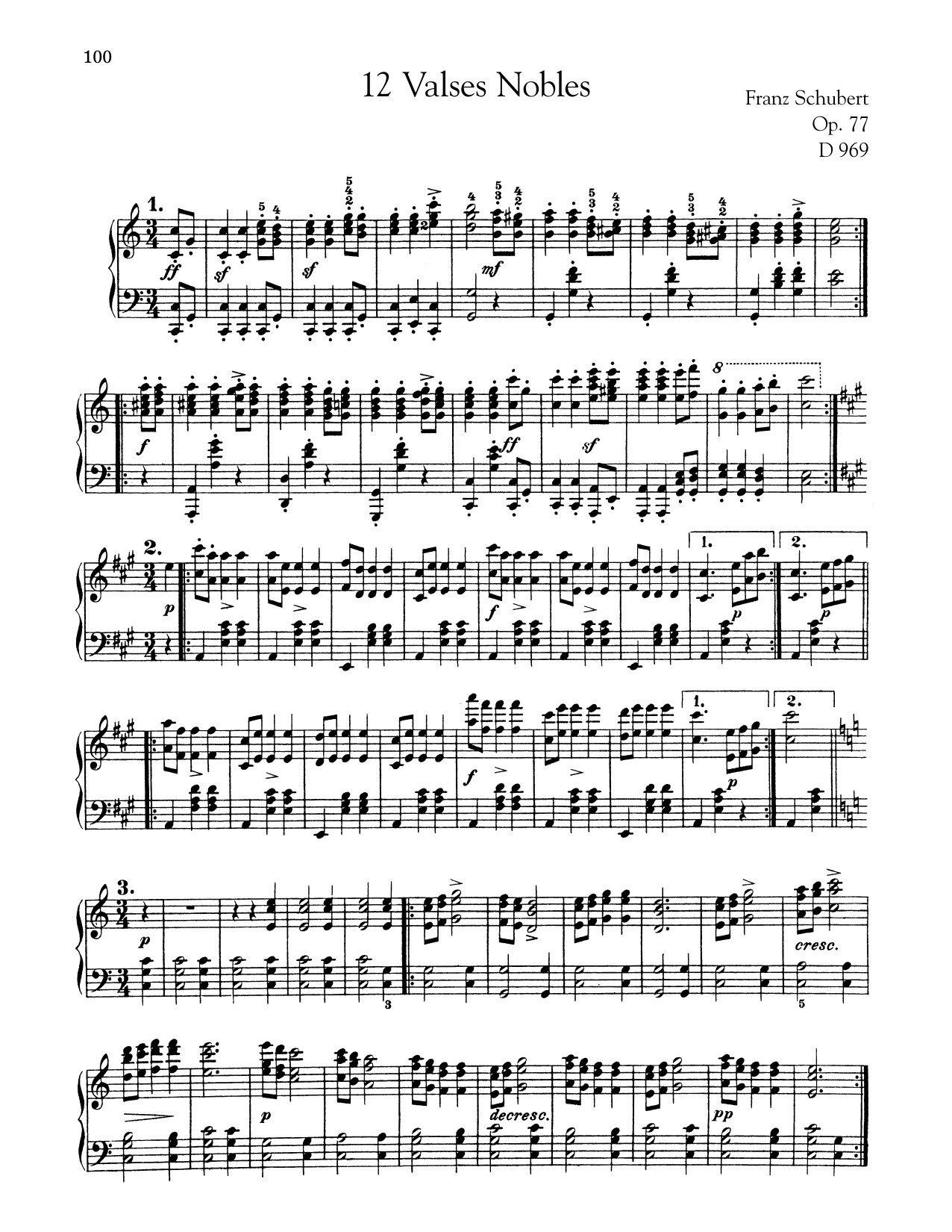 Download Franz Schubert 12 Valses Nobles, Op. 77, D. 969 Sheet Music
