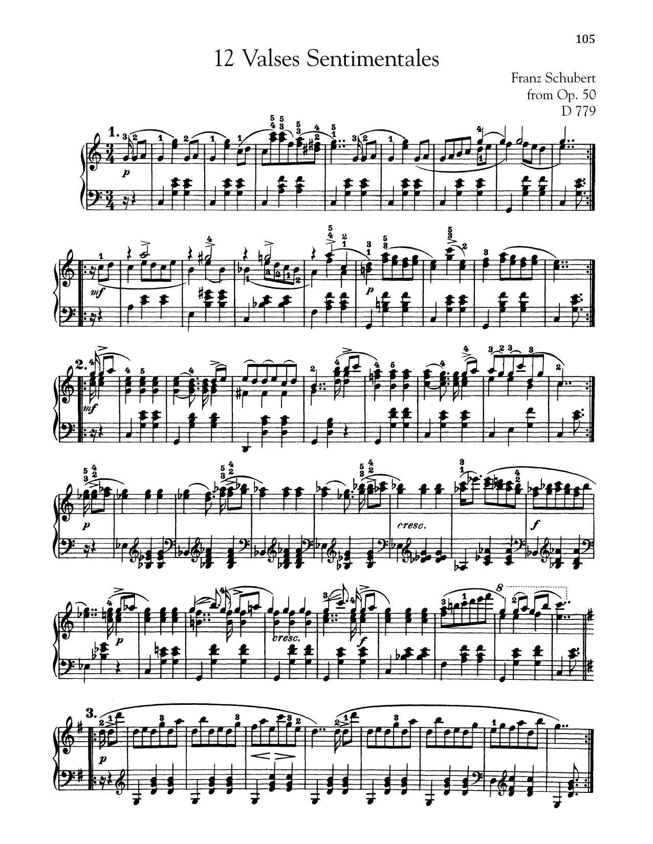 Download Franz Schubert 12 Valses Sentimentales, Op. 50, D. 779 Sheet Music