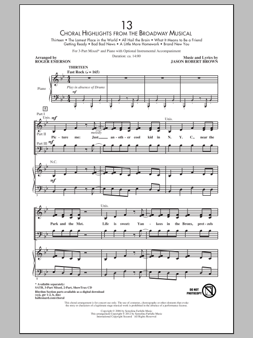 Download Jason Robert Brown 13 (Choral Highlights From The Broadway Sheet Music