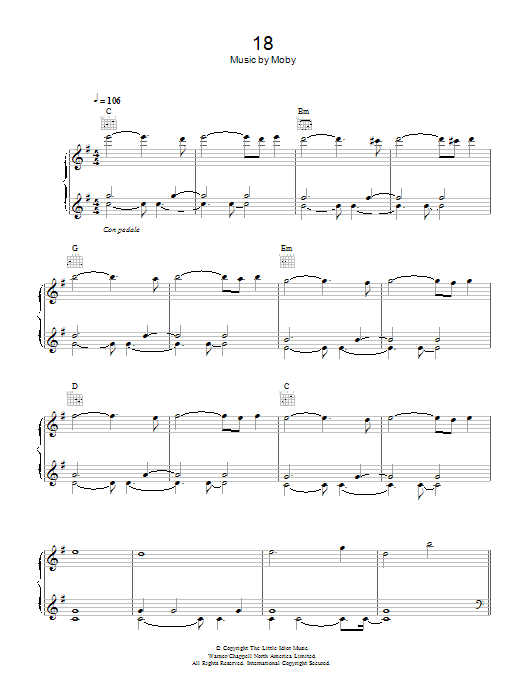 Download Moby 18 Sheet Music