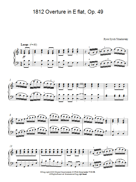Download Pyotr Ilyich Tchaikovsky 1812 Overture in E flat, Op. 49 Sheet Music