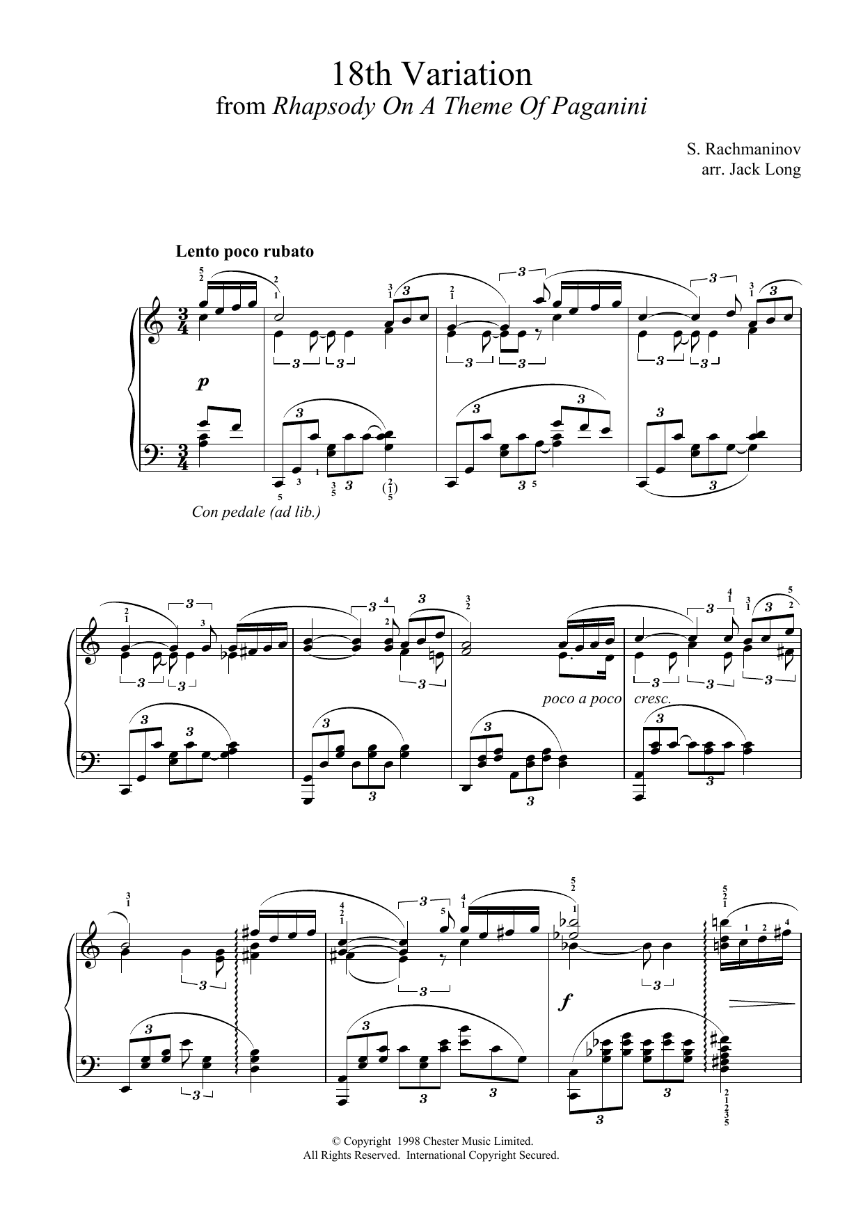 Download Sergei Rachmaninoff 18th Variation Sheet Music