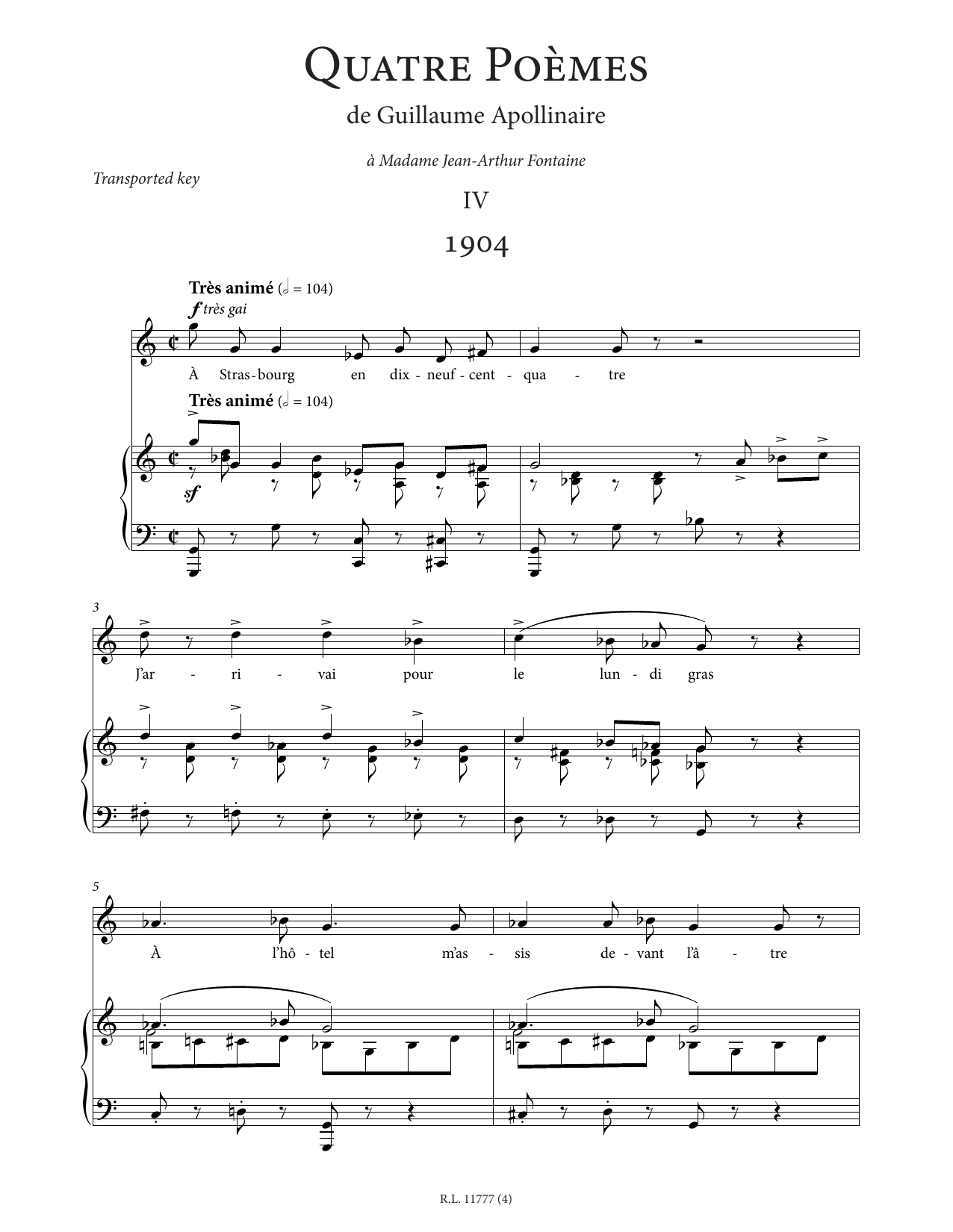 Francis Poulenc 1904 (High Voice) sheet music notes printable PDF score