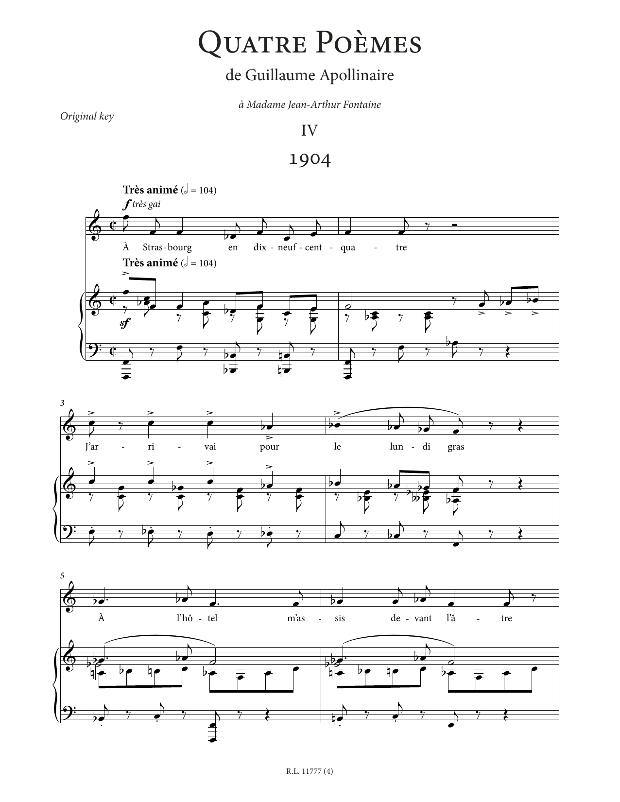 Francis Poulenc 1904 (Low Voice) sheet music notes printable PDF score