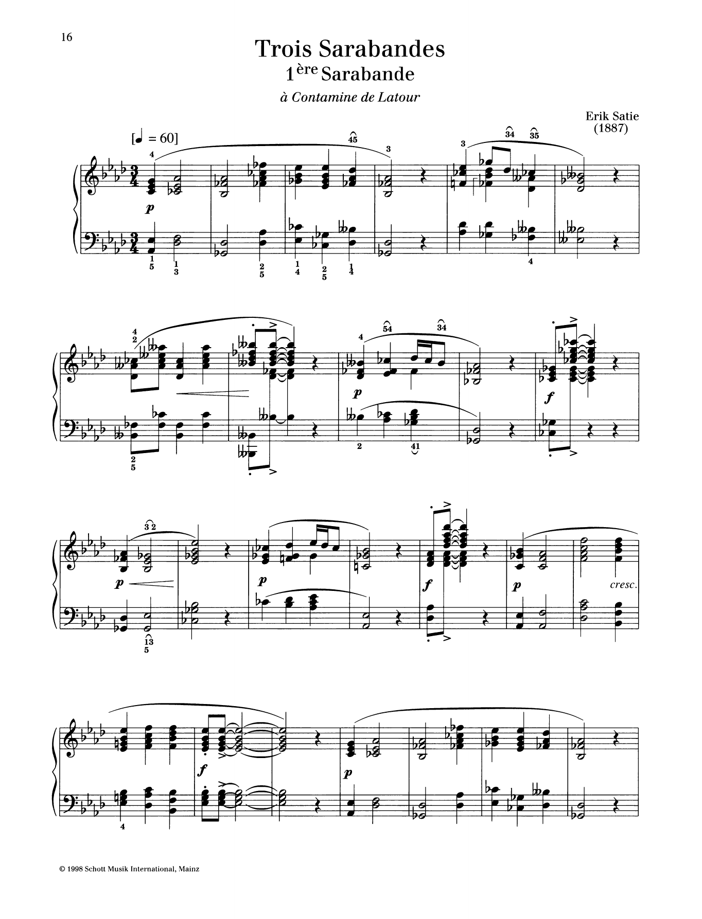Download Erik Satie 1ère Sarabande Sheet Music