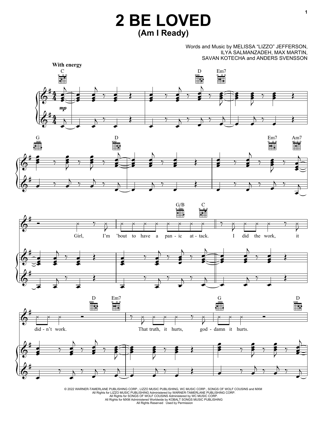 Download Lizzo 2 Be Loved (Am I Ready) Sheet Music