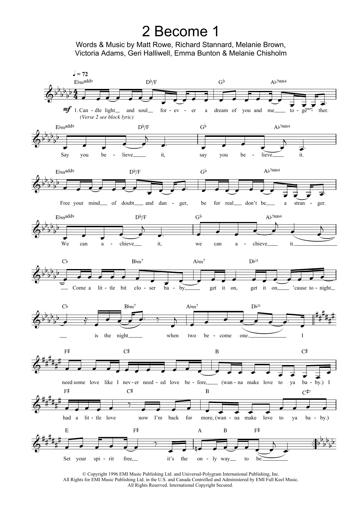 Download Spice Girls 2 Become 1 Sheet Music