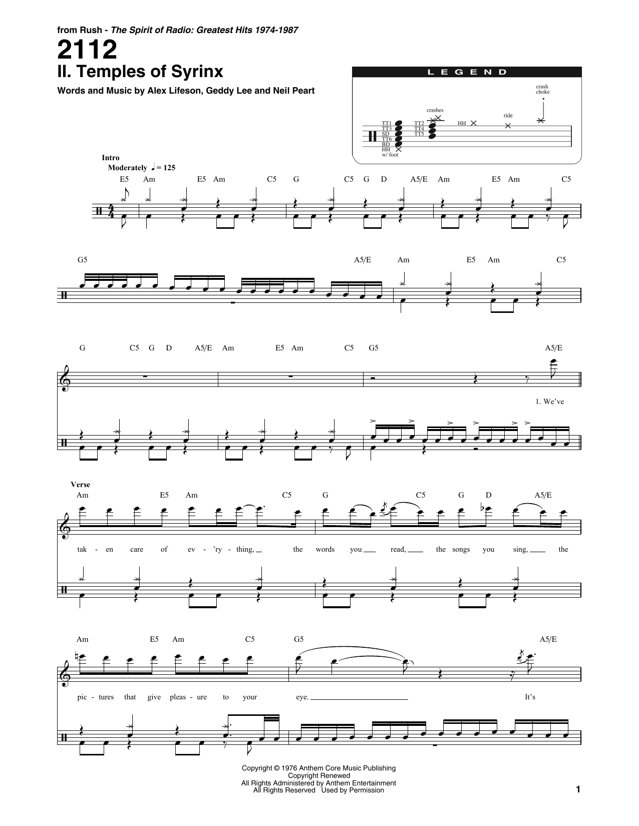 Download Rush 2112 - II. The Temples Of Syrinx Sheet Music