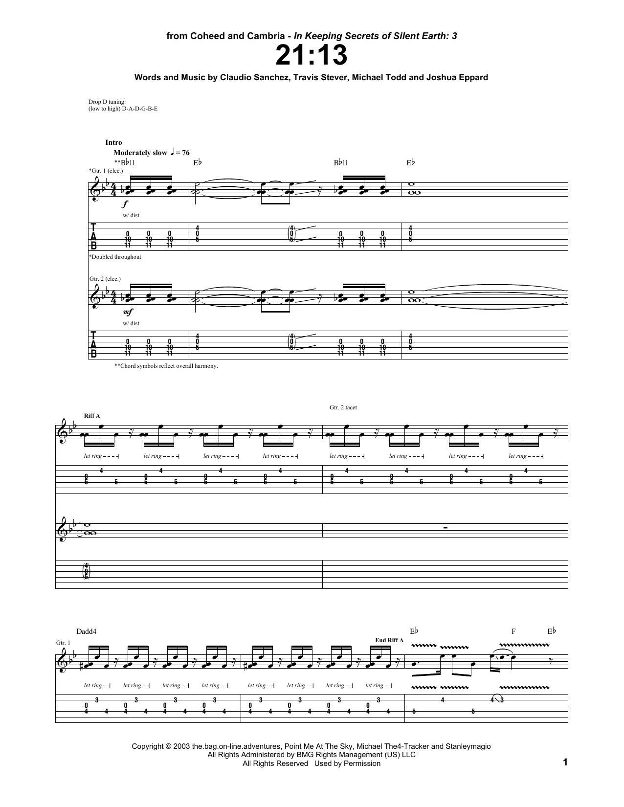 Download Coheed And Cambria 21:13 Sheet Music