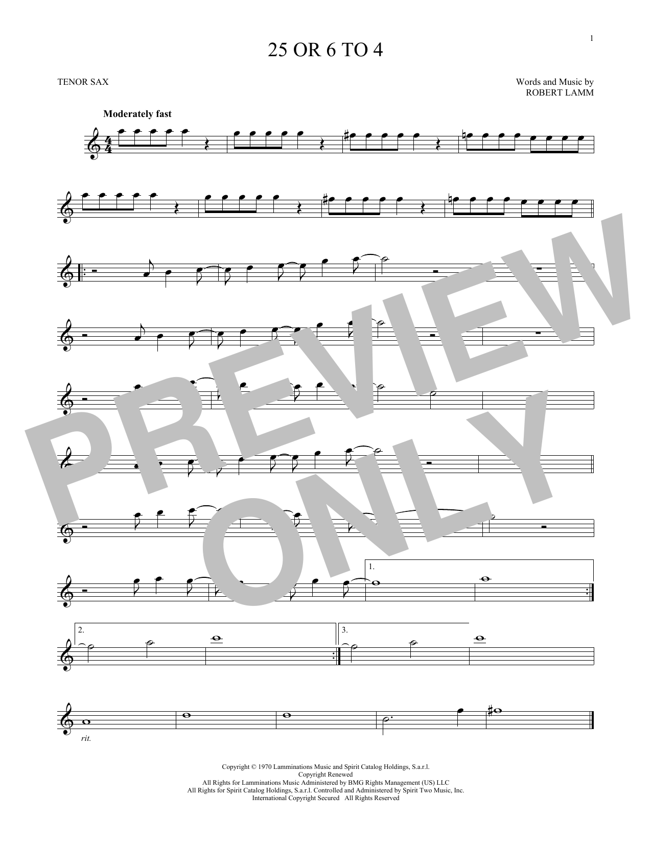 Download Chicago 25 Or 6 To 4 Sheet Music