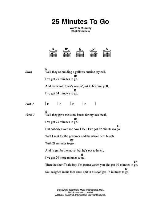 Download Johnny Cash 25 Minutes To Go Sheet Music