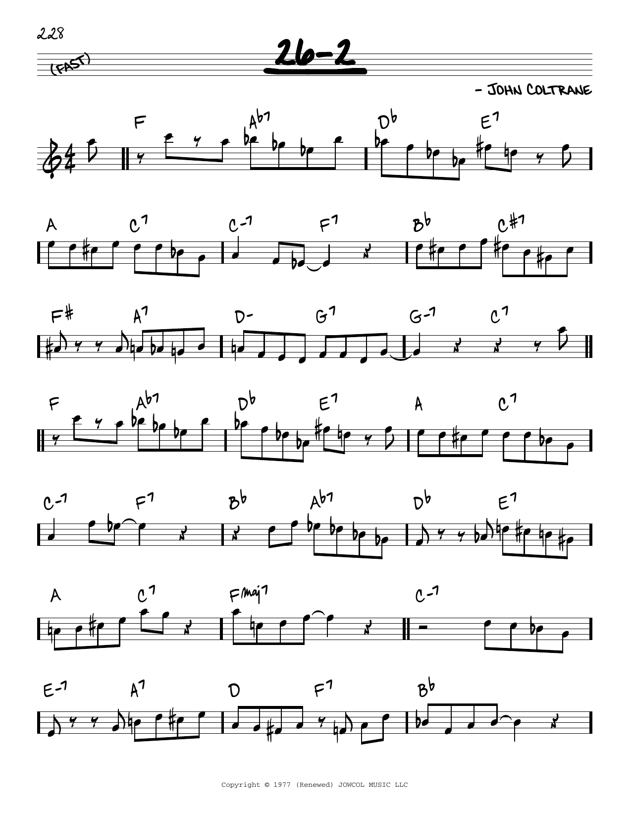 Download John Coltrane 26-2 Sheet Music