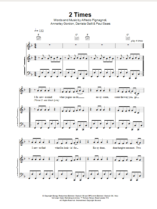 Ann Lee 2 Times sheet music notes printable PDF score