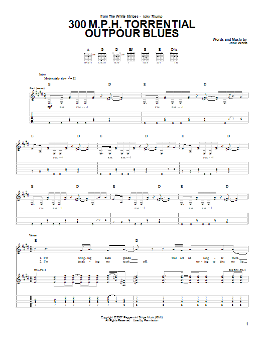Download The White Stripes 300 MPH Torrential Outpour Blues Sheet Music