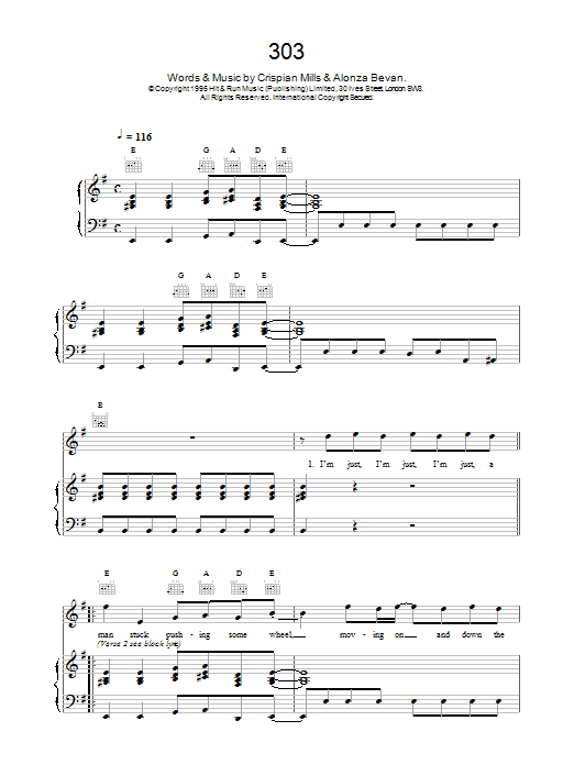 Kula Shaker 303 sheet music notes printable PDF score