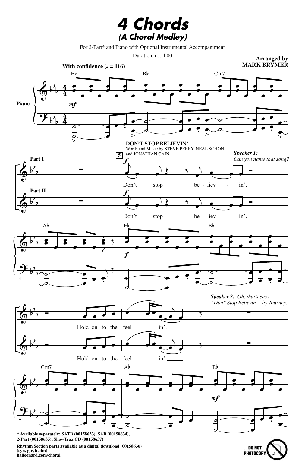 Download Mark Brymer 4 Chords (A Choral Medley) Sheet Music