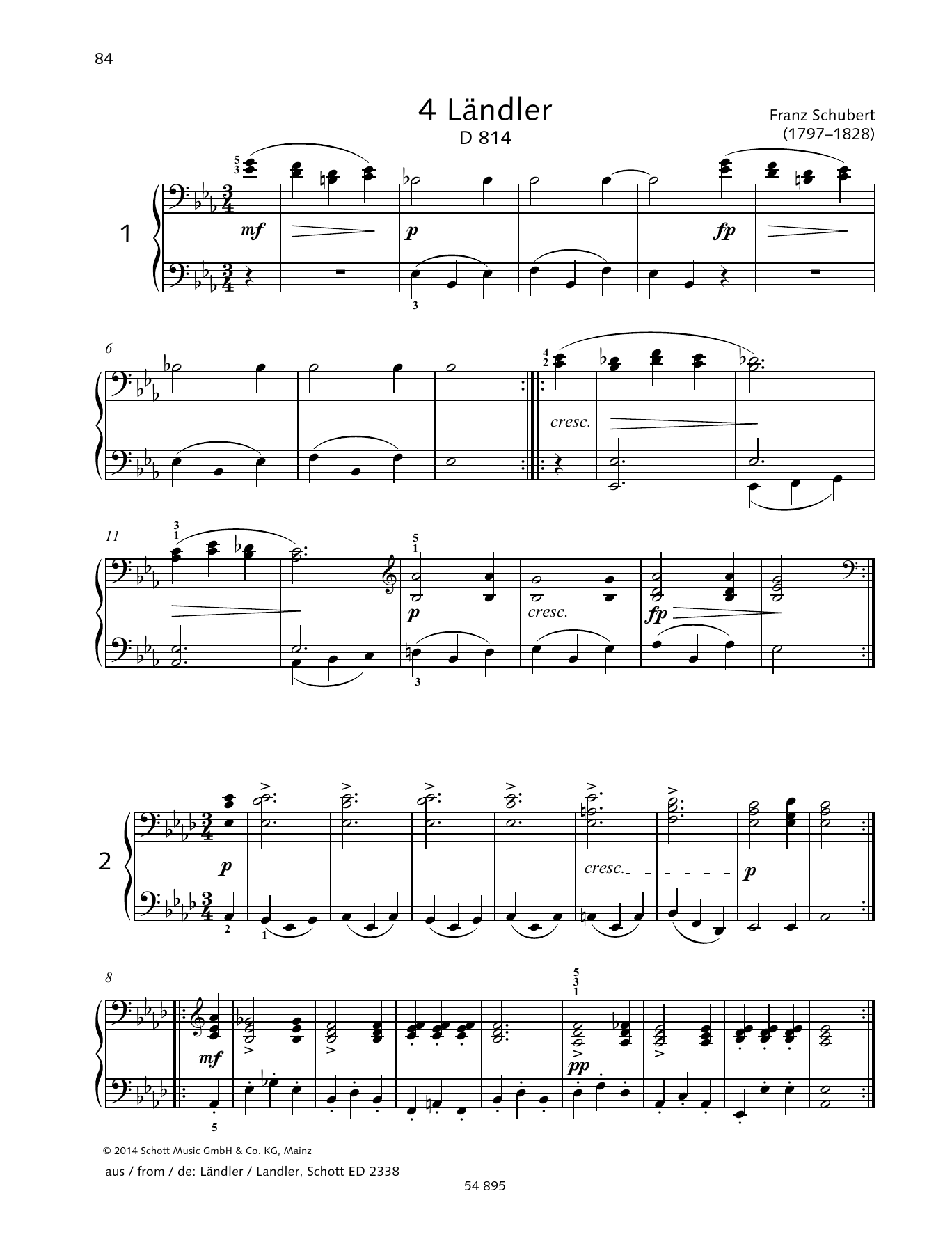 Download Franz Schubert 4 Landler Sheet Music