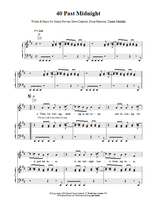 Ocean Colour Scene 40 Past Midnight sheet music notes printable PDF score