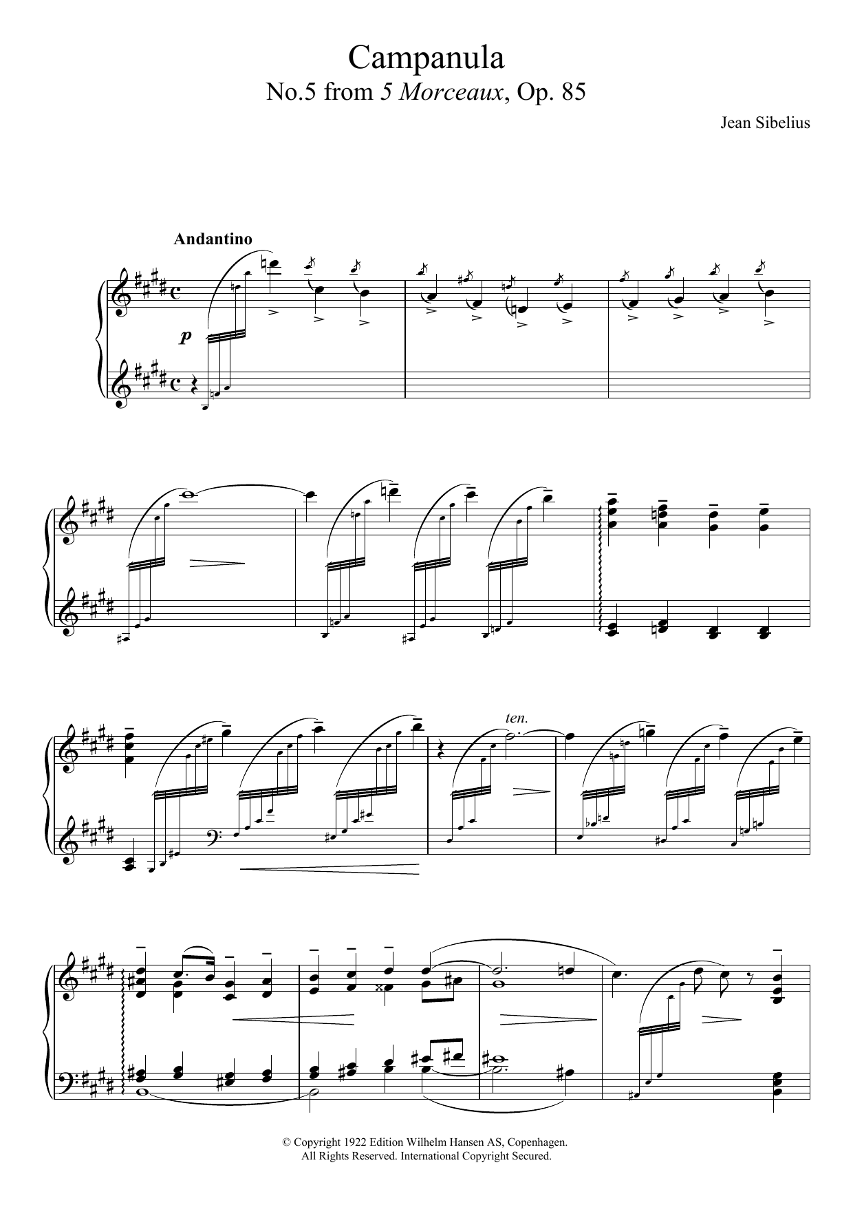 Download Jean Sibelius 5 Morceaux, Op.85 - V. Campanula Sheet Music