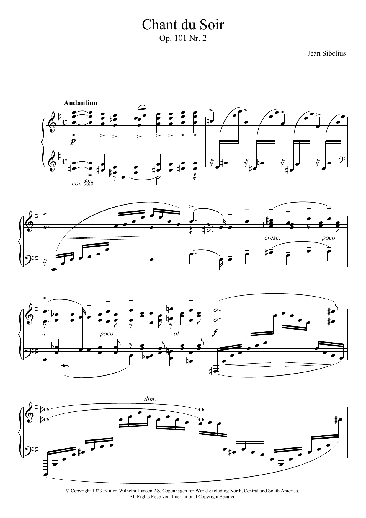 Download Jean Sibelius 5 Morceaux Romantiques, Op.101 - II. Ch Sheet Music