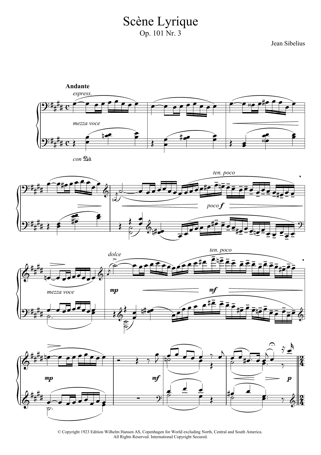 Download Jean Sibelius 5 Morceaux Romantiques, Op.101 - III. S Sheet Music