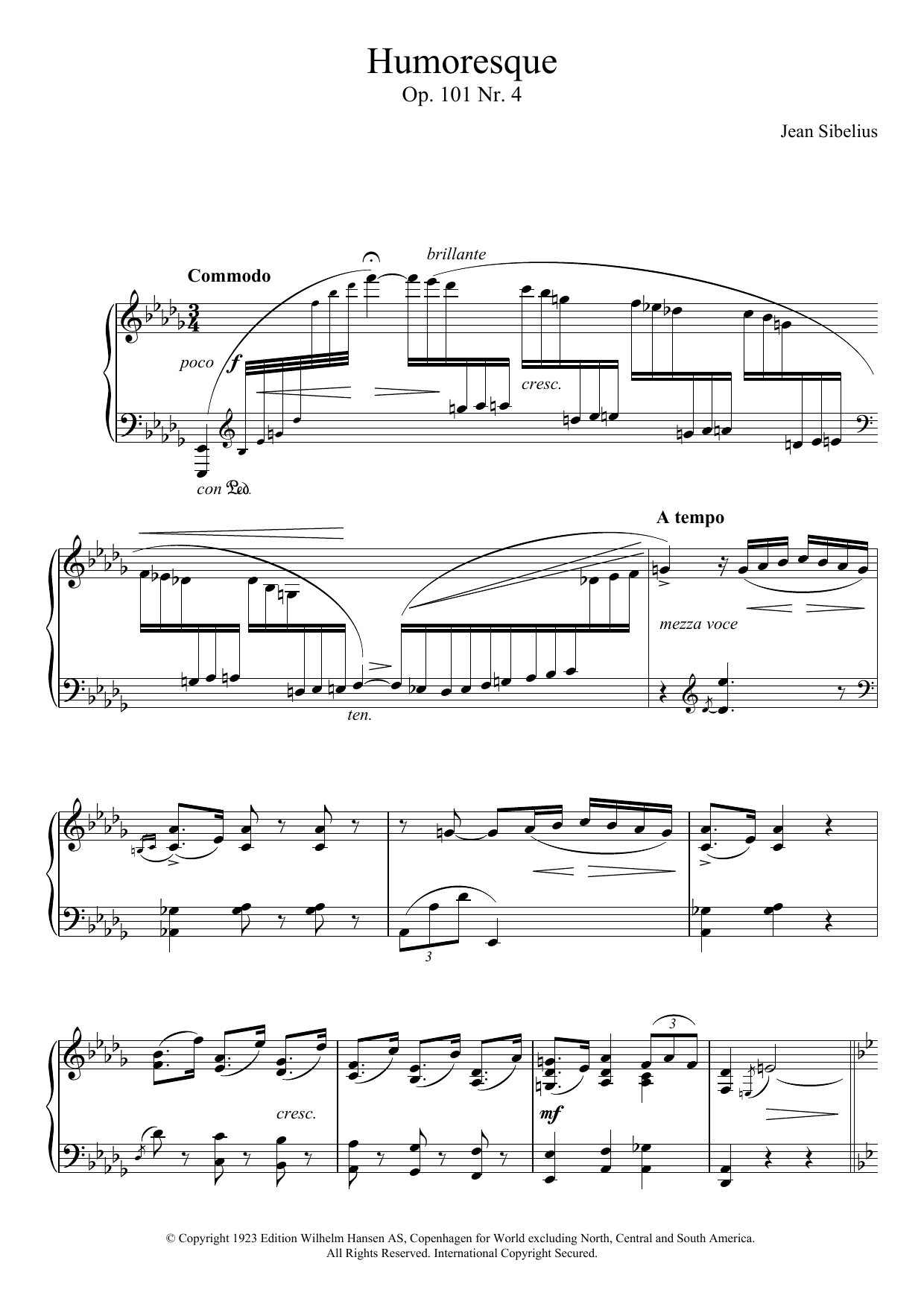 Download Jean Sibelius 5 Morceaux Romantiques, Op.101 - IV. Hu Sheet Music