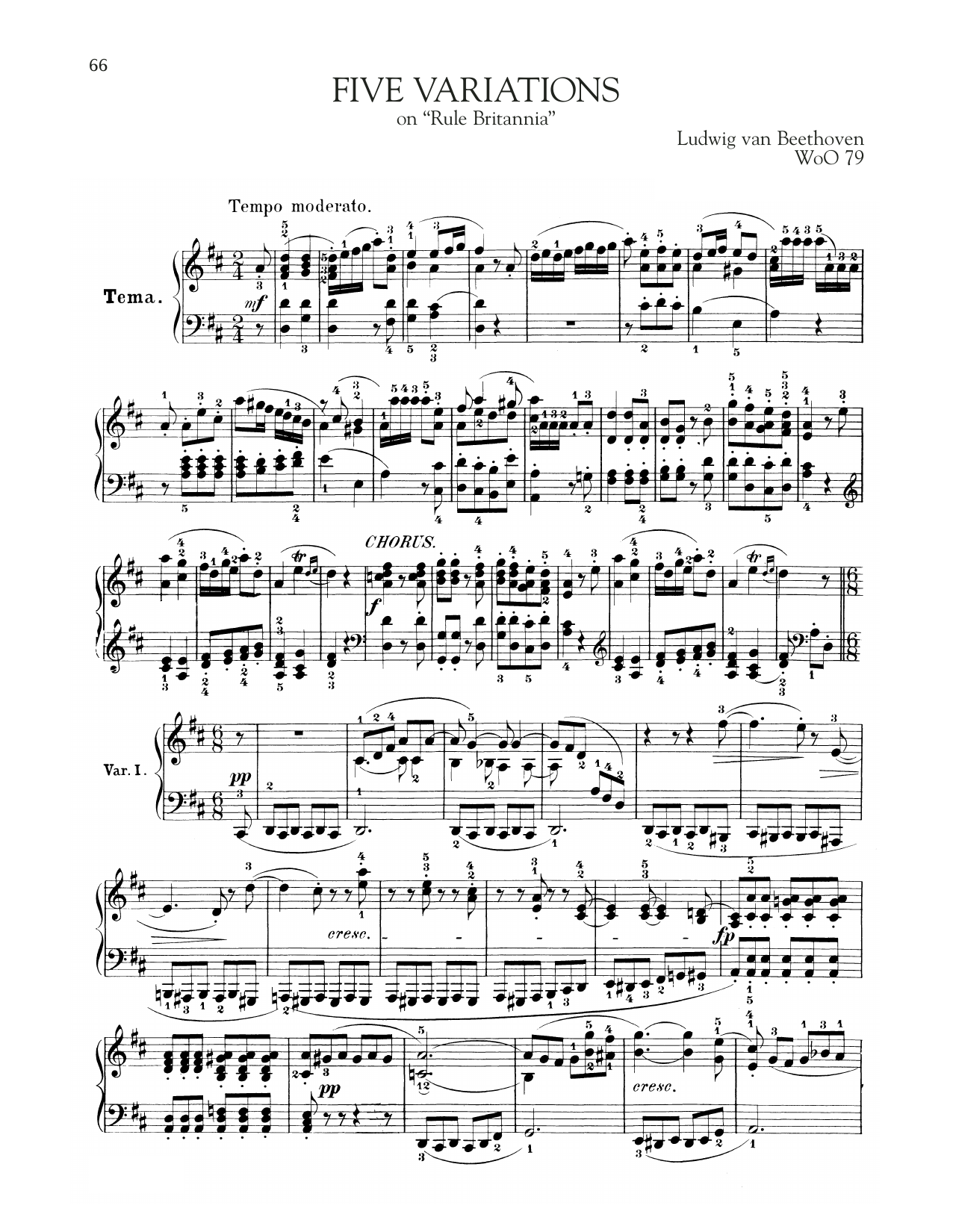 Download Ludwig van Beethoven 5 Variations On Rule Britannia, WoO 79 Sheet Music