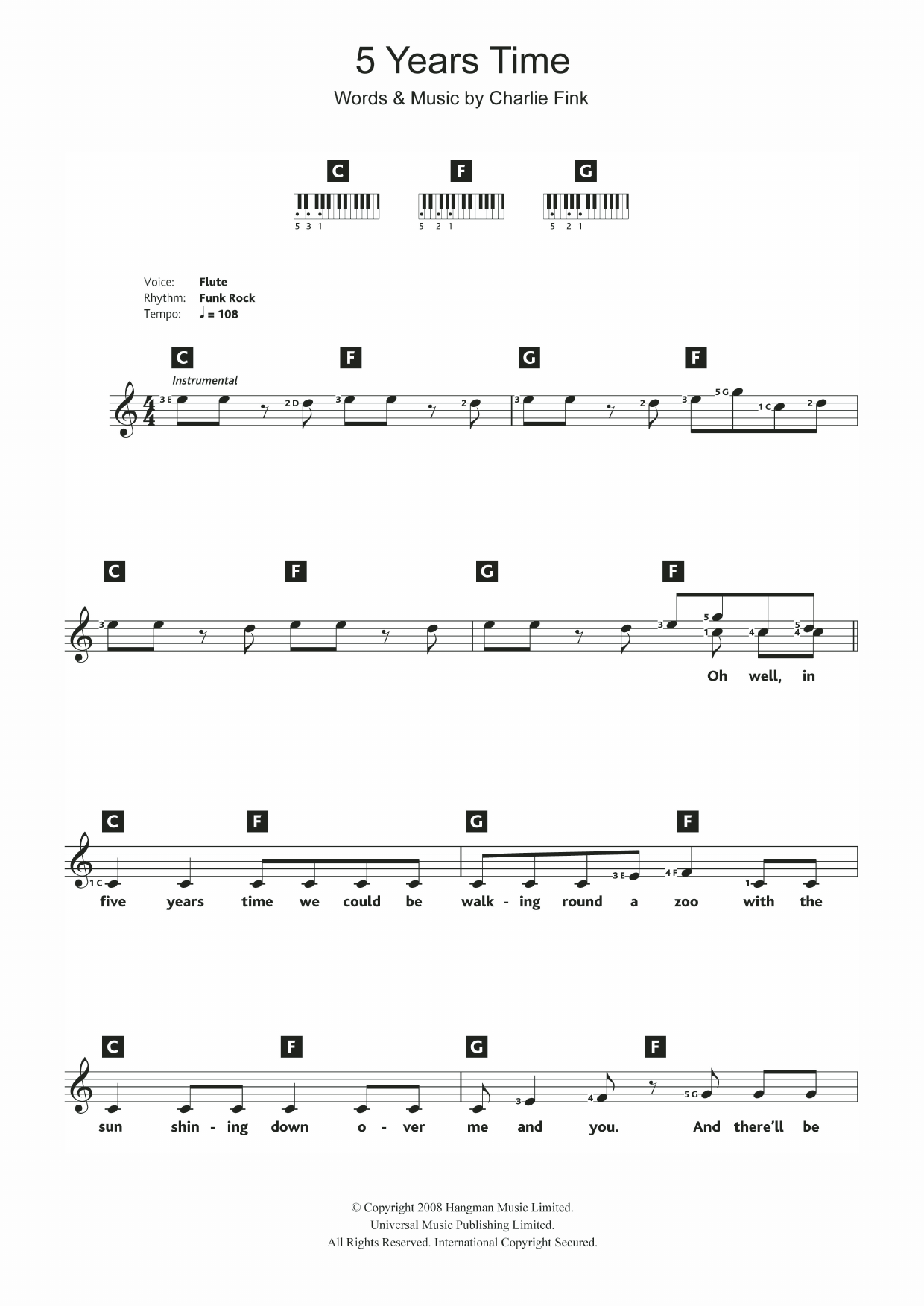 Download Noah And The Whale 5 Years Time Sheet Music