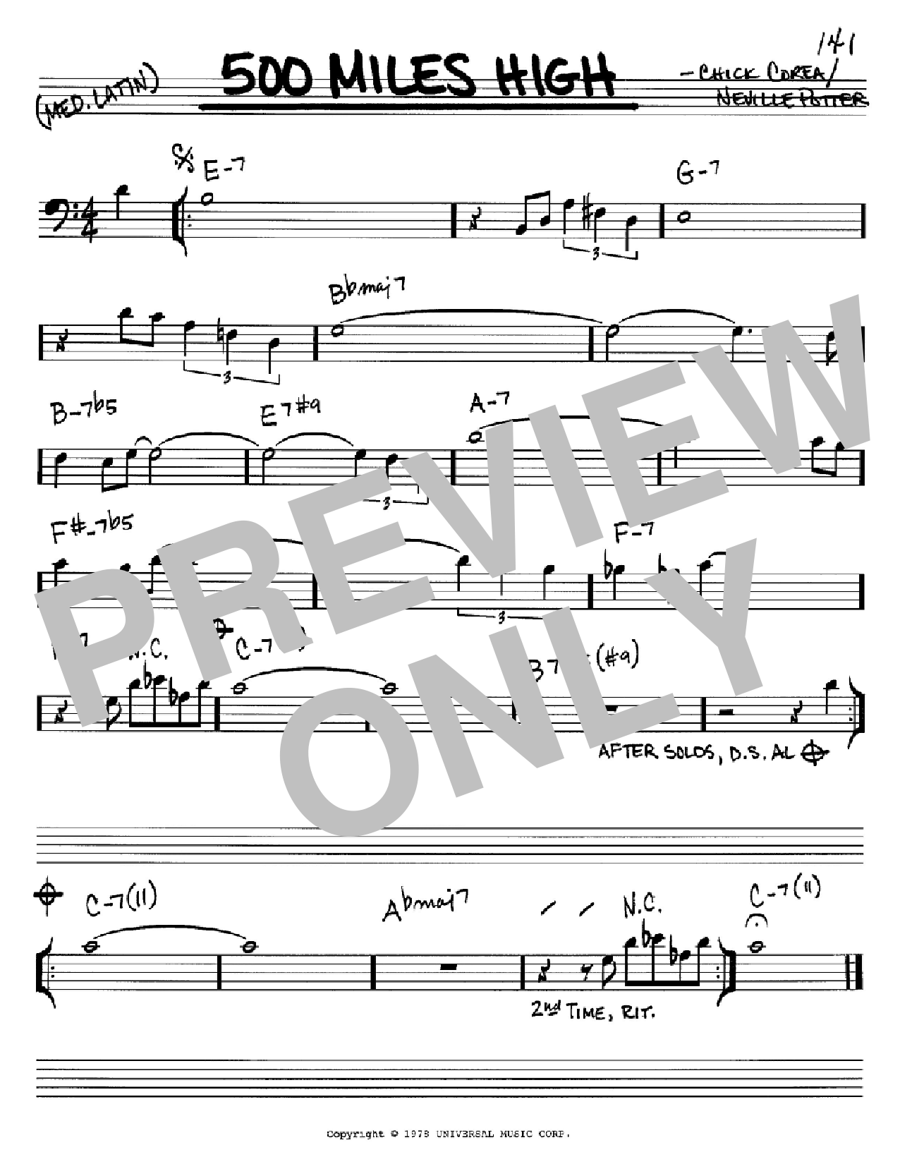 Download Chick Corea 500 Miles High Sheet Music