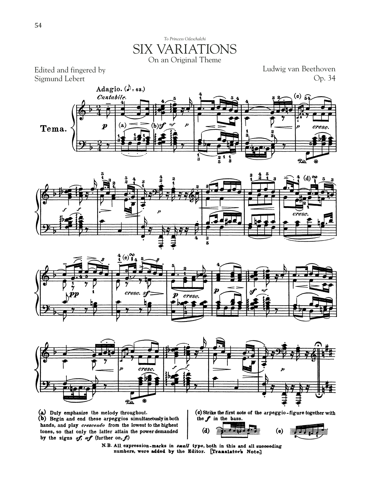 Download Ludwig van Beethoven 6 Variations, Op. 34 Sheet Music