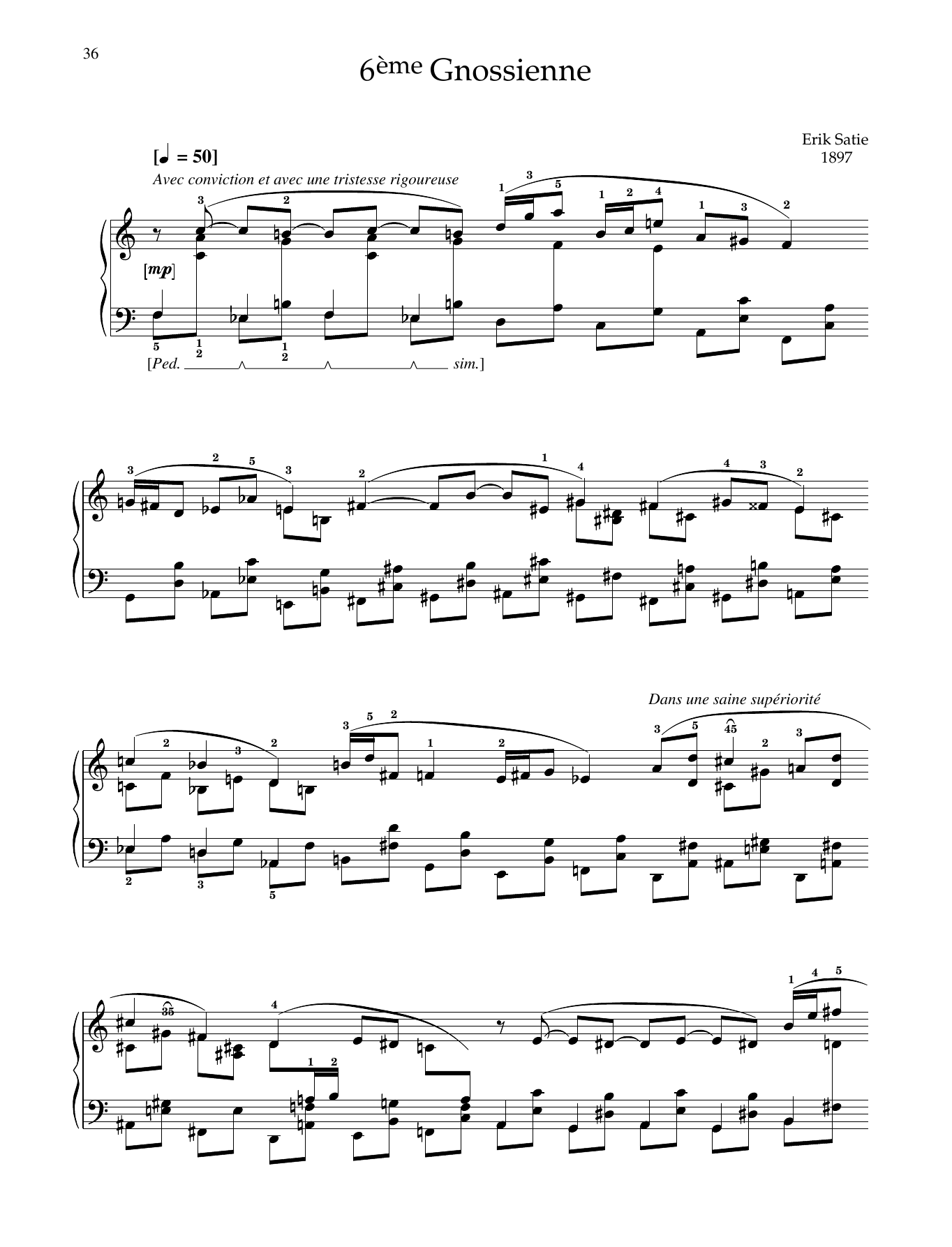 Download Erik Satie 6ème Gnossienne Sheet Music