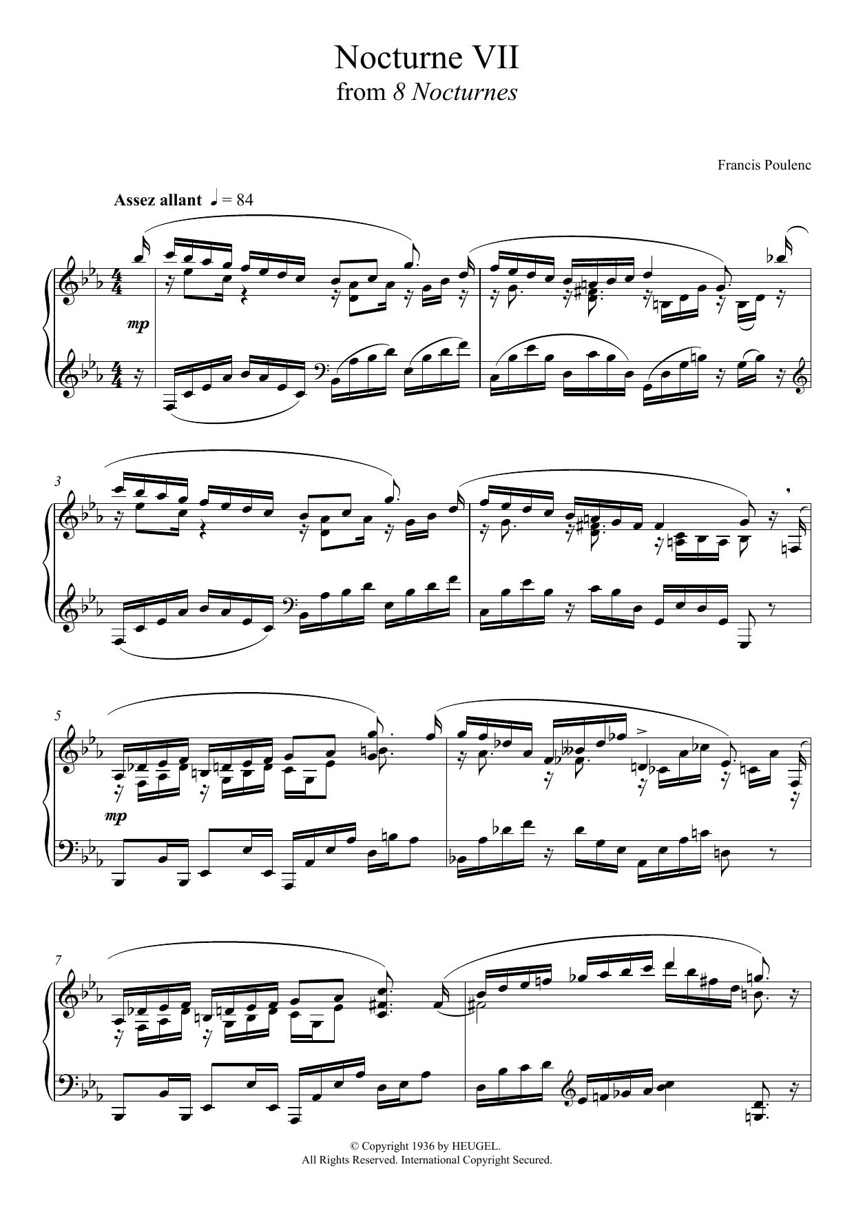 Download Francis Poulenc 8 Nocturnes - VII. (Assez Allant) Sheet Music