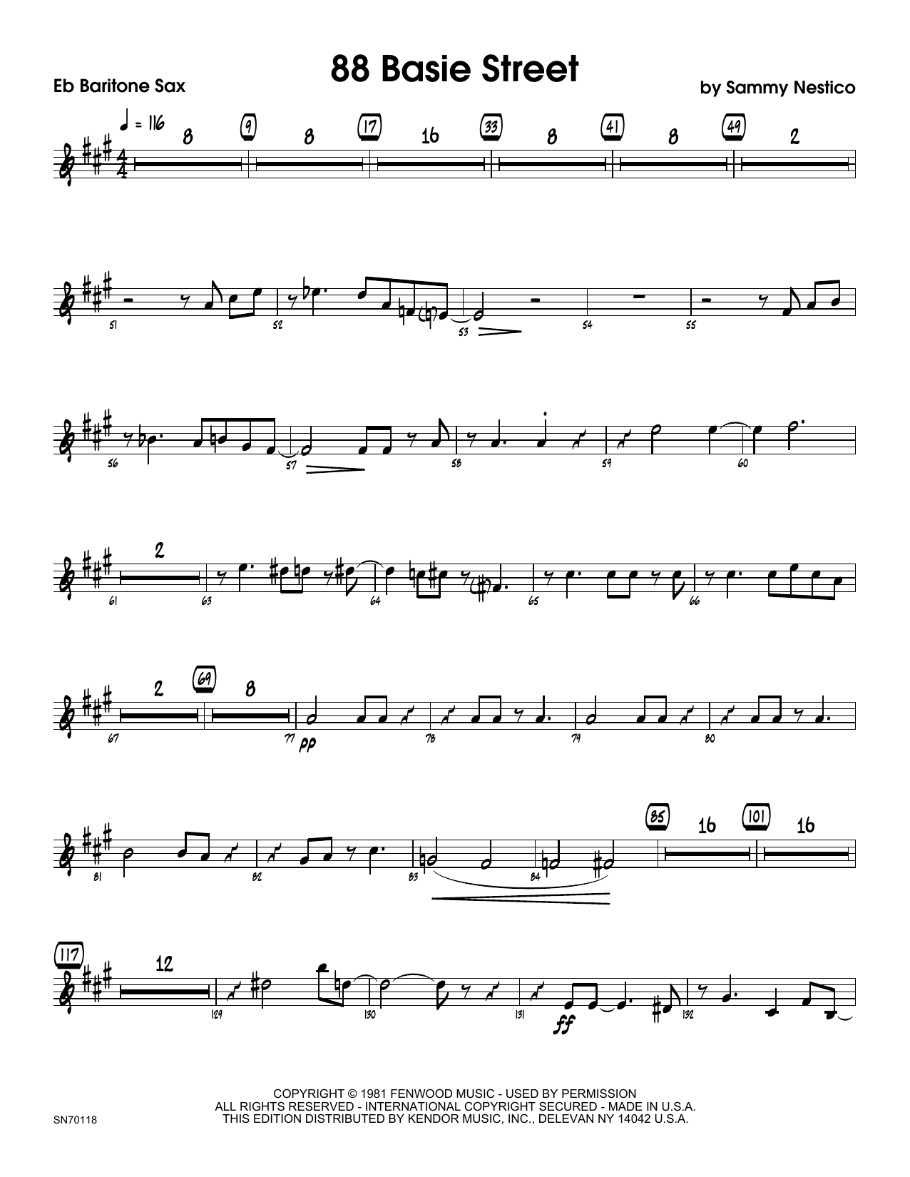 Download Sammy Nestico 88 Basie Street - Eb Baritone Saxophone Sheet Music