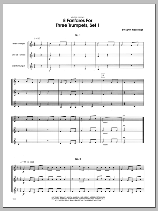 Download Kaisershot 8 Fanfares For Three Trumpets, Set 1 - Sheet Music
