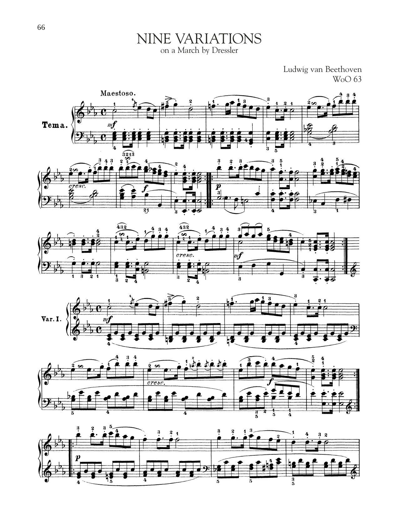 Download Ludwig van Beethoven 9 Variations On A March By Dressler, Wo Sheet Music