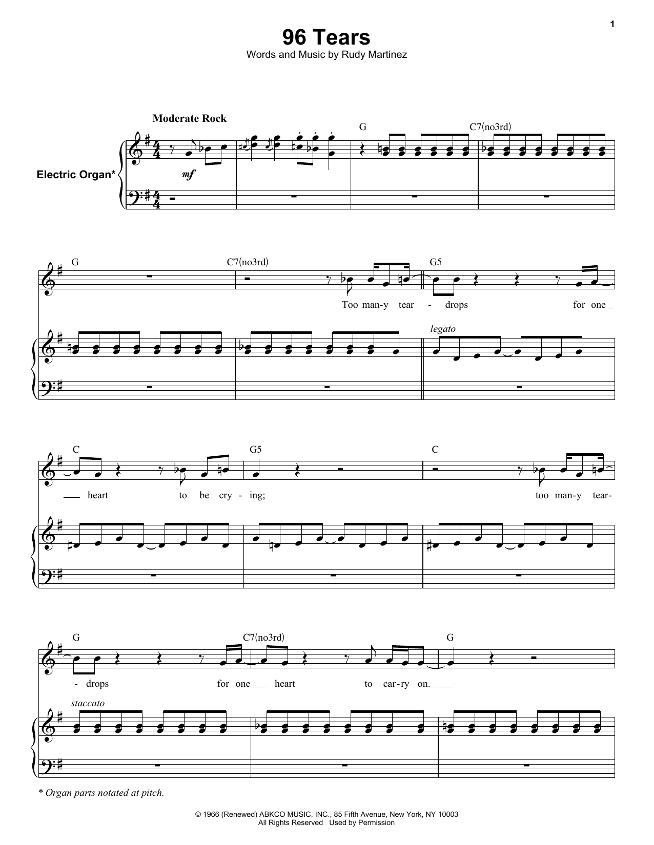 Download ? and the Mysterians 96 Tears Sheet Music