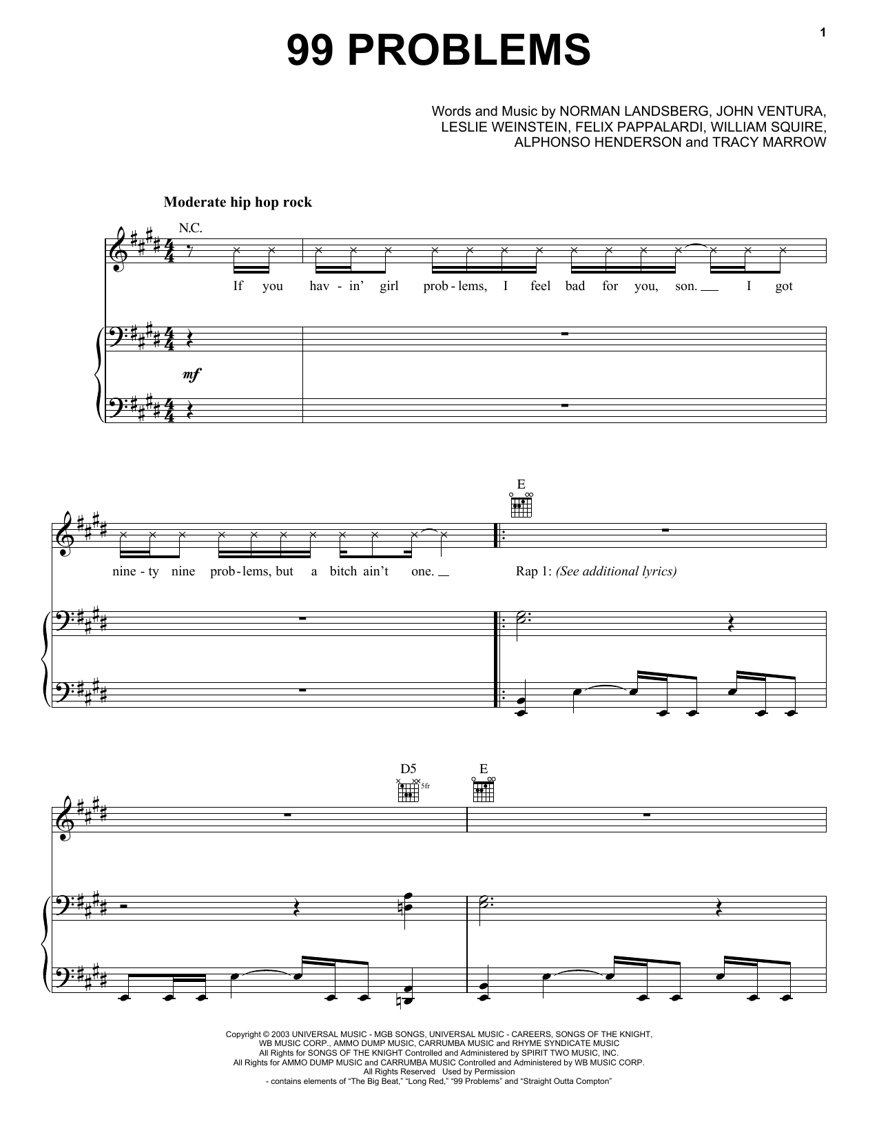 Download Jay-Z 99 Problems Sheet Music