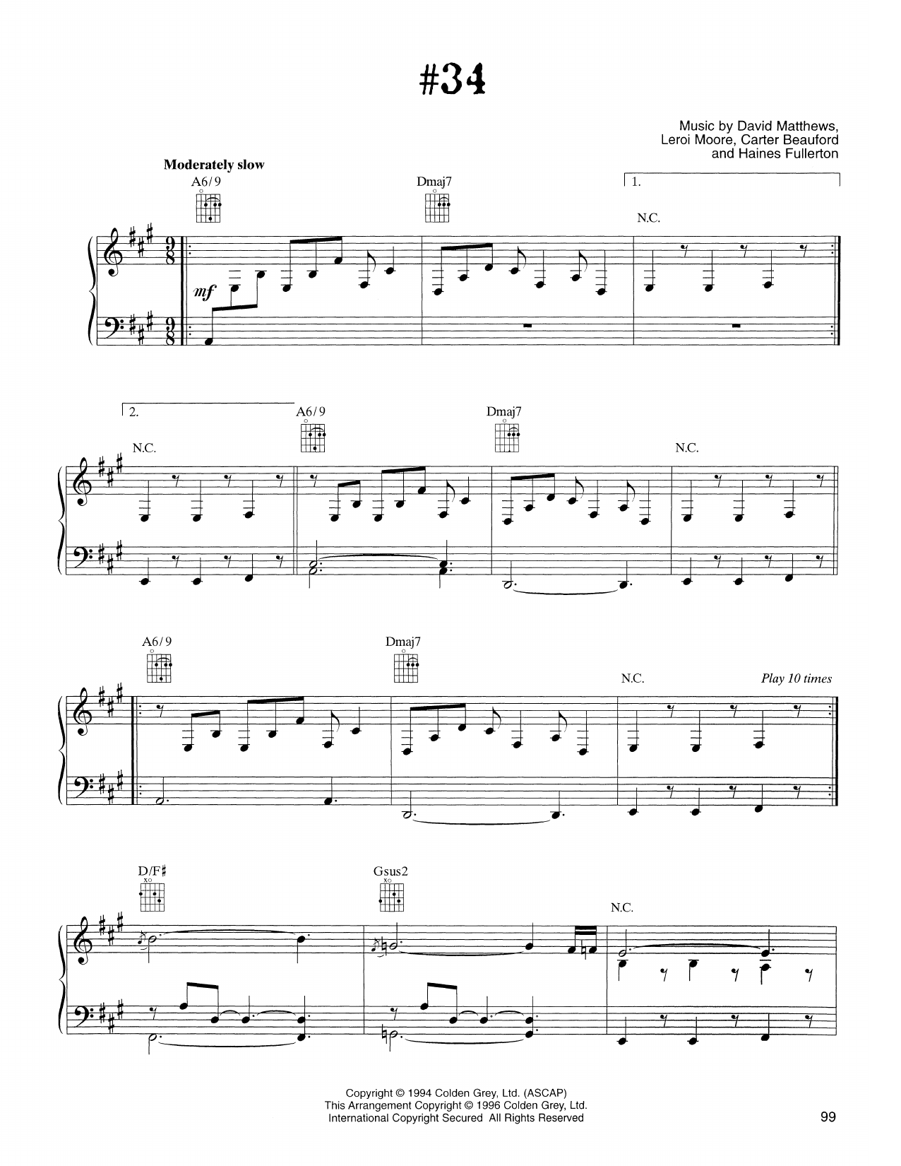 Download Dave Matthews Band #34 Sheet Music