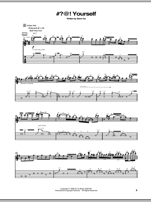 Steve Vai #?@! Yourself sheet music notes printable PDF score